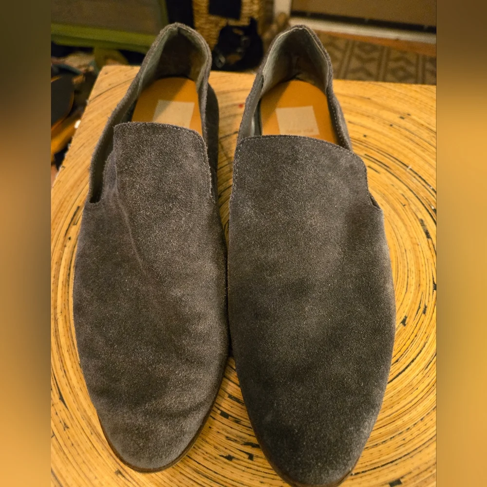 Dolce Vita Carla Tailored Gray Suede Leather French Smoking Loafer 10 US